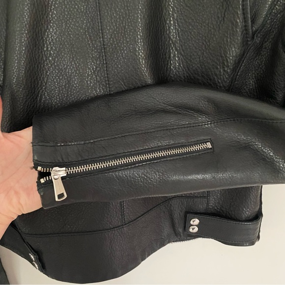 Andrew Marc x Richard Chai Black Leather Baby Calf Hair Moto Jacket Medium - Picture 5 of 8